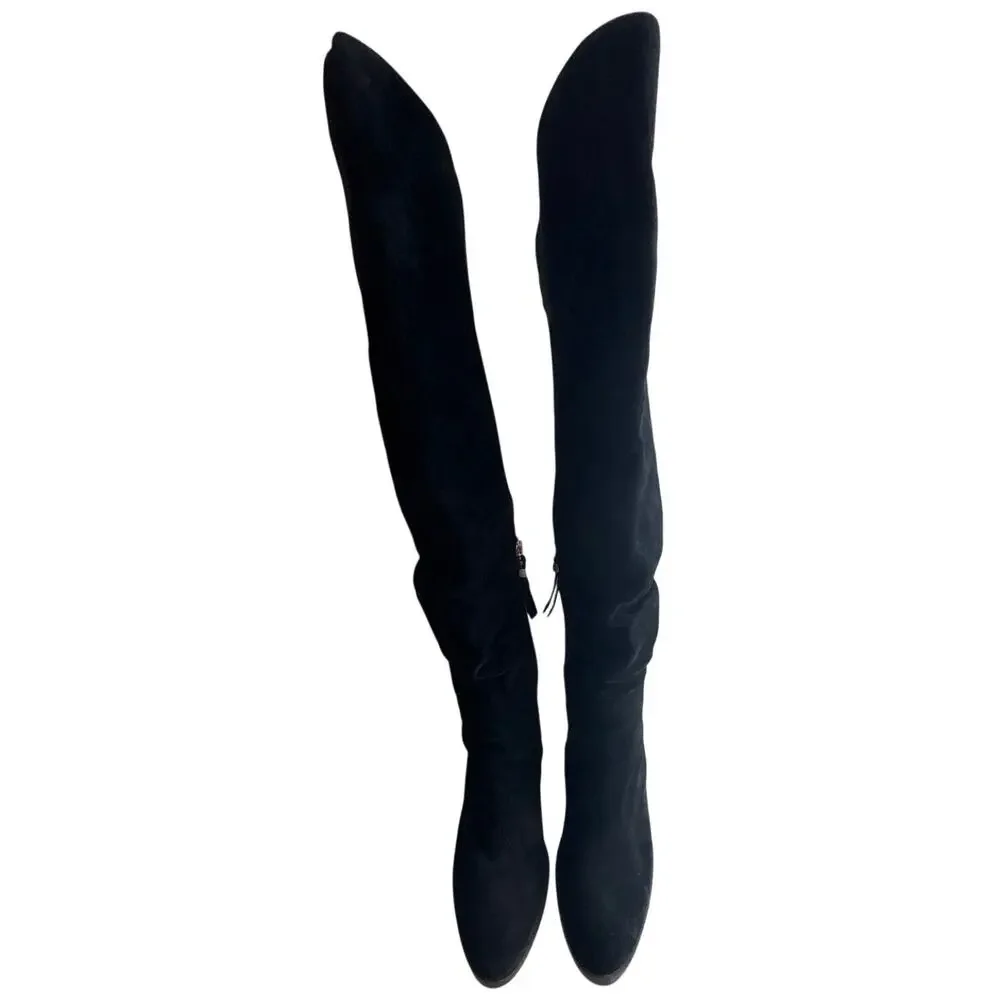 OTK Black Suede Slouchy Over the Knee Boots Comfort Dr. Scholl’s Message Sz. 6.5